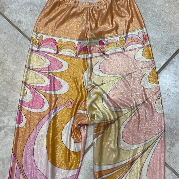 Rare! Vintage Early 90’s Emilio Pucci Shiny Psychadelic Print Leggings M - Picture 10 of 13